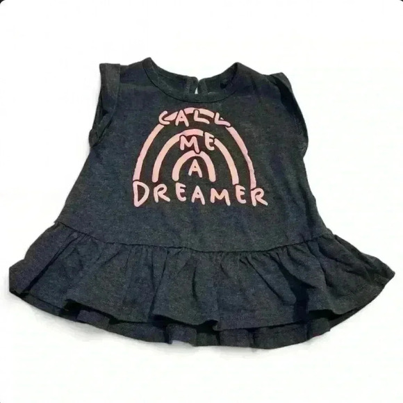 Jessica Simpson“Call Me a Dreamer” Gray Baby Doll Top-girls size 24 mo - Picture 1 of 3